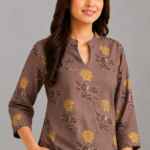 Greyish brown floral printed cord set